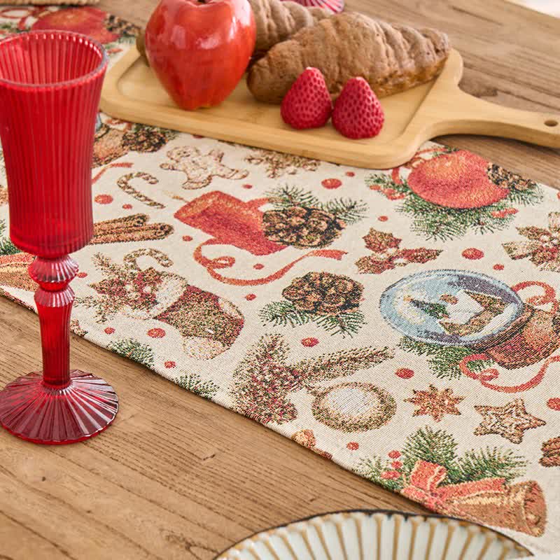 Christmas Crystal Ball Jacquard Table Runner