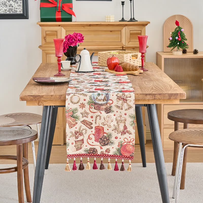 Christmas Crystal Ball Jacquard Table Runner