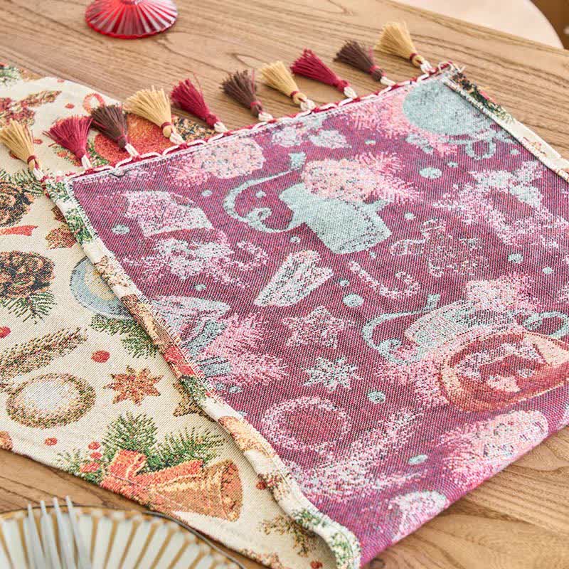 Christmas Crystal Ball Jacquard Table Runner