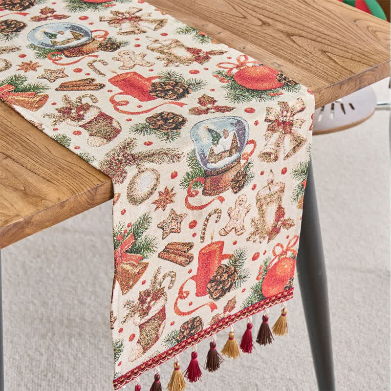 Christmas Crystal Ball Jacquard Table Runner