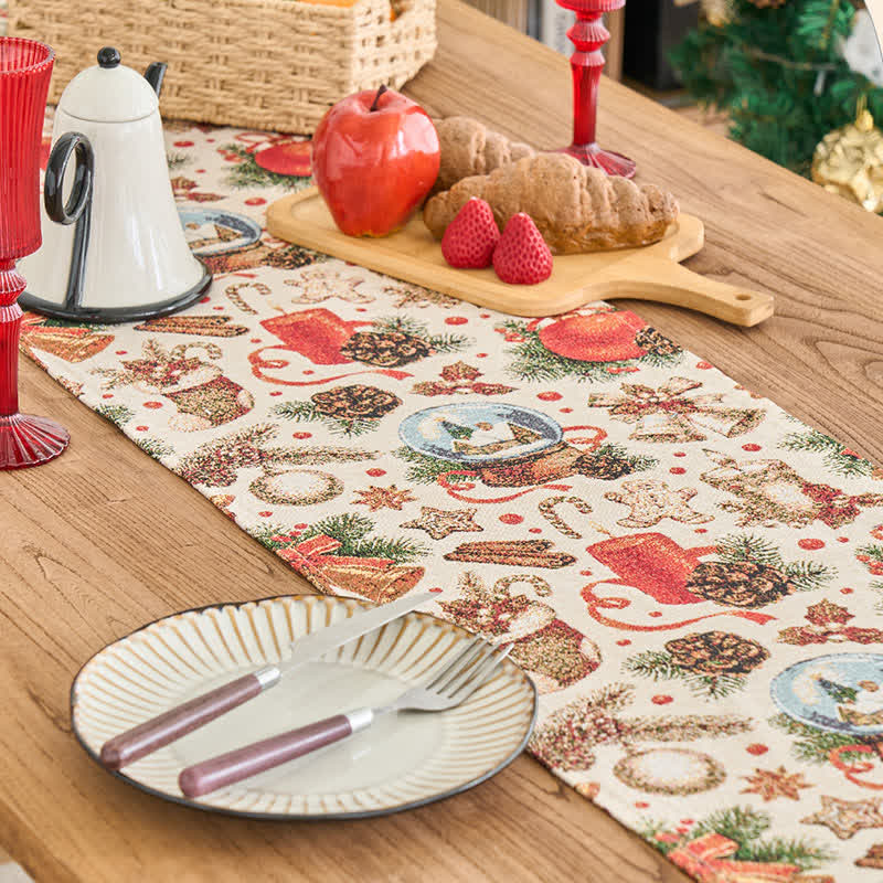 Christmas Crystal Ball Jacquard Table Runner