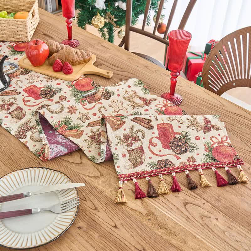 Christmas Crystal Ball Jacquard Table Runner