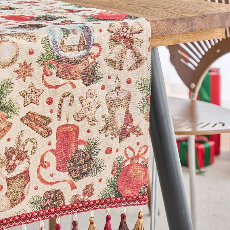 Christmas Crystal Ball Jacquard Table Runner