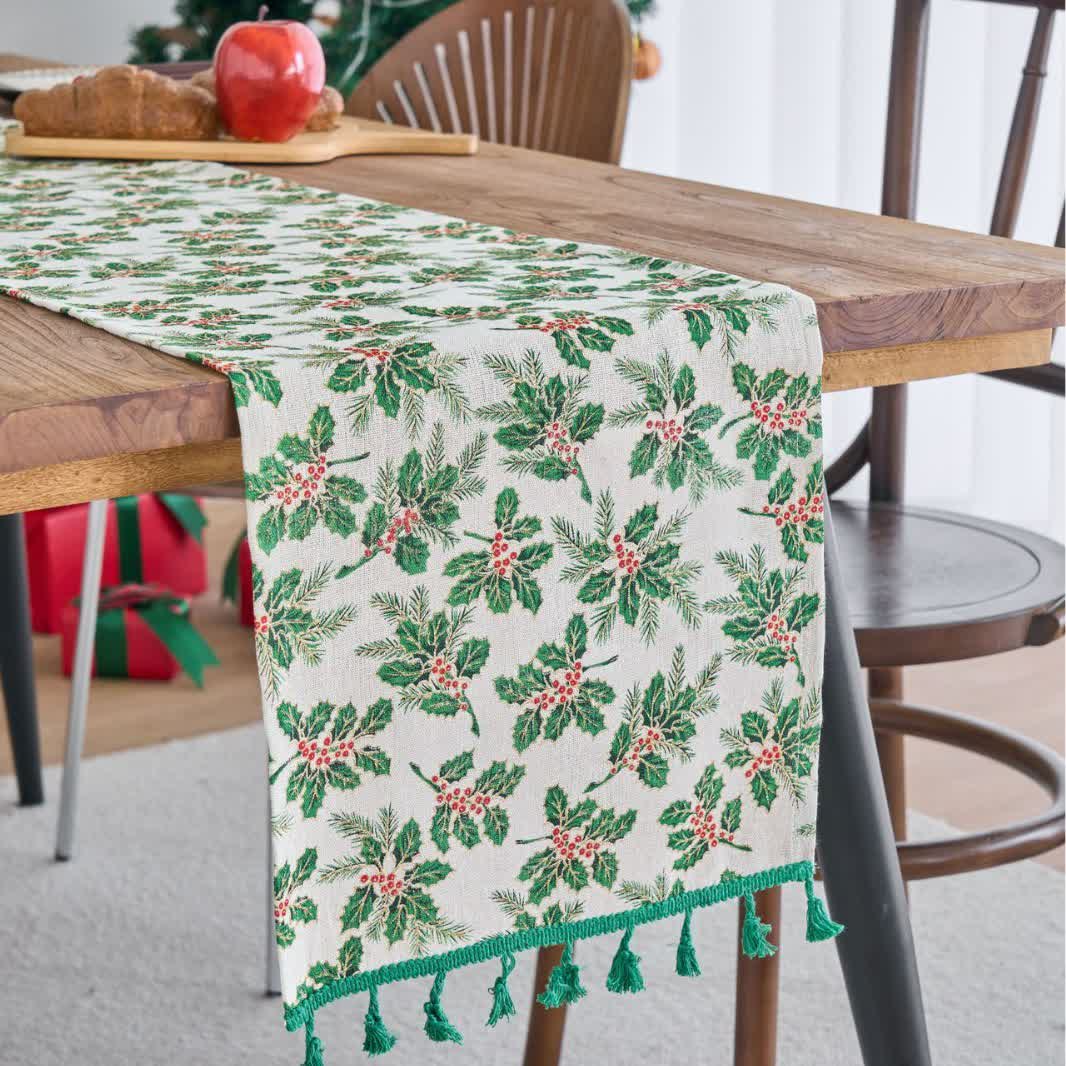 Christmas Holly Leaf Table Runner