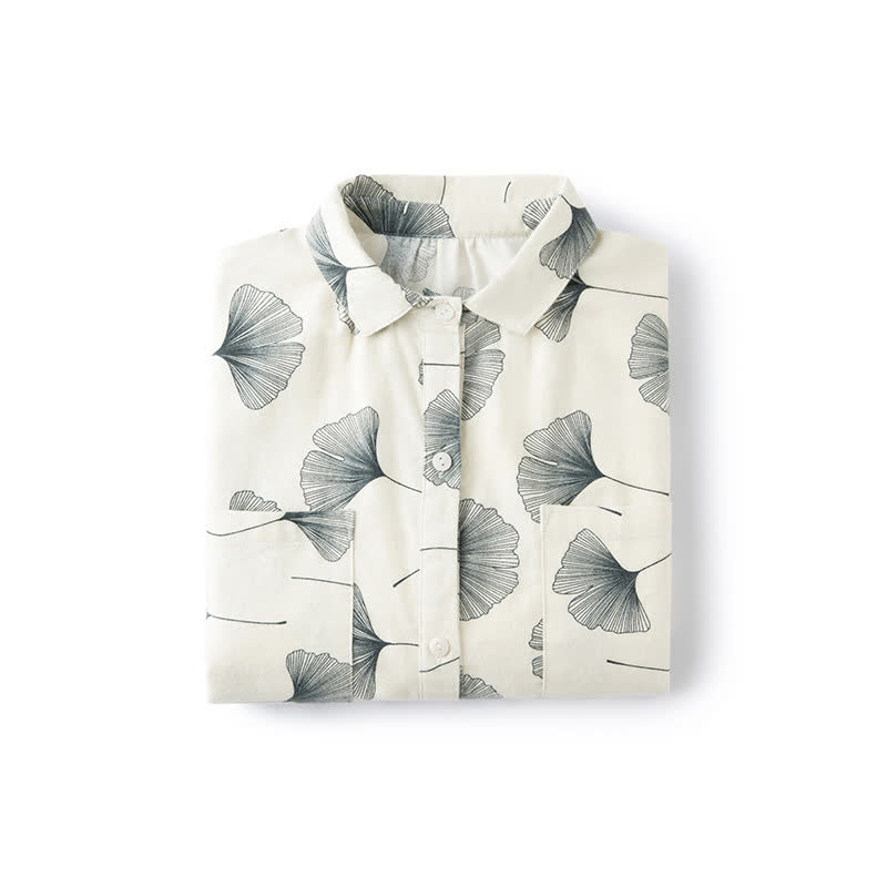 Brushed Cotton Ginkgo Leaf Pajama Jammies