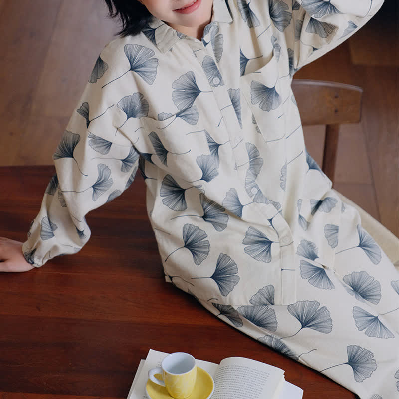 Brushed Cotton Ginkgo Leaf Pajama Jammies
