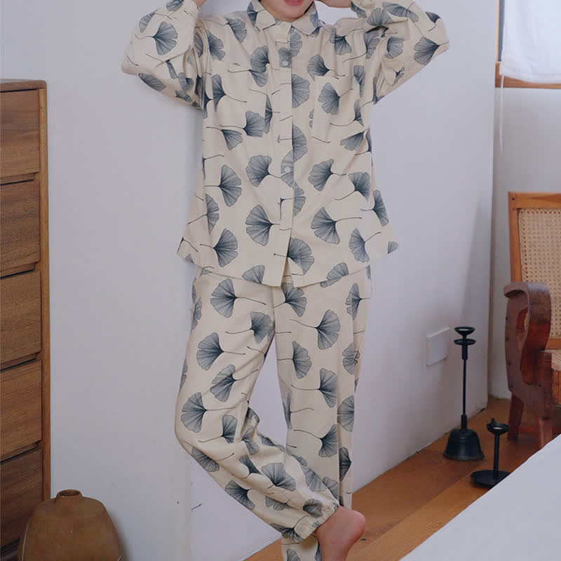 Brushed Cotton Ginkgo Leaf Pajama Jammies