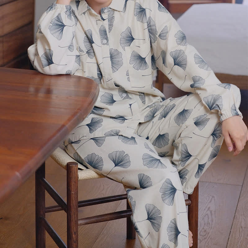 Brushed Cotton Ginkgo Leaf Pajama Jammies