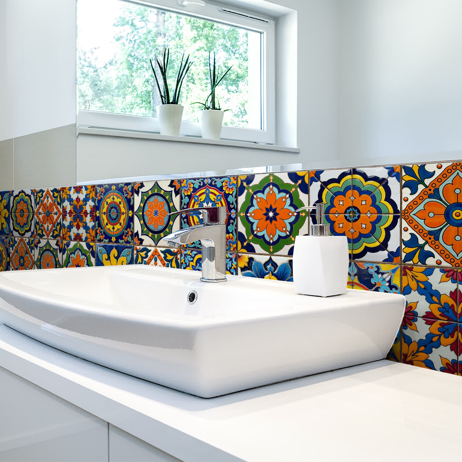 PET Foam Colorful Talavera Tile Wall Decals