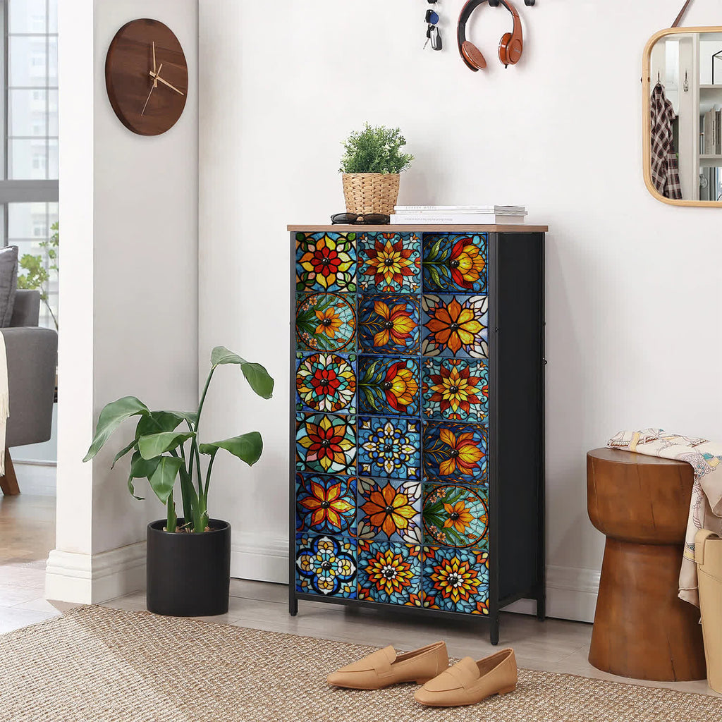 Boho Style Floral PET Foam Tile Wall Decals