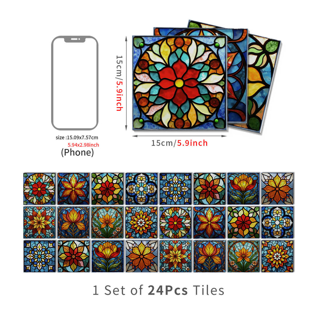 Boho Style Floral PET Foam Tile Wall Decals