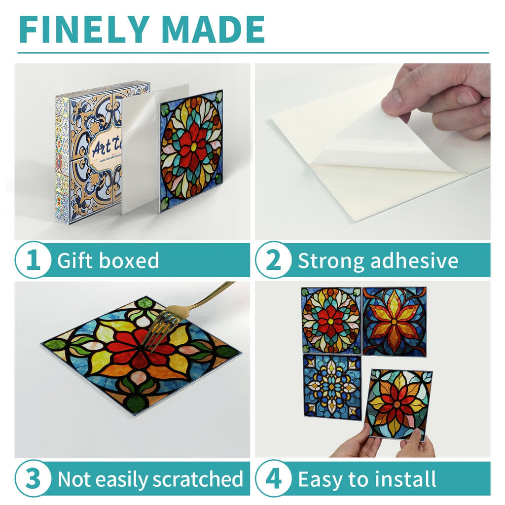 Boho Style Floral PET Foam Tile Wall Decals
