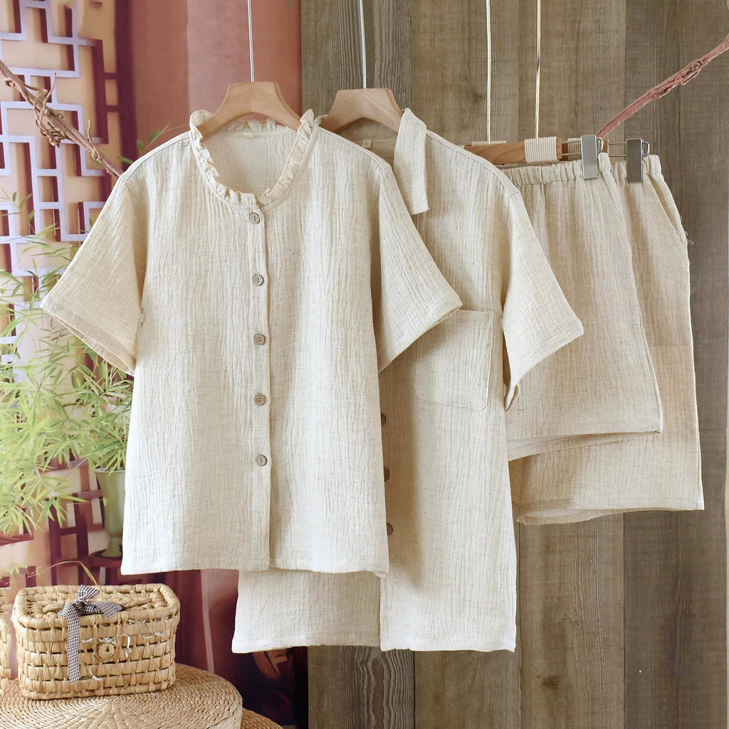 Matching Minimalist Cotton Linen Pajama Jammies