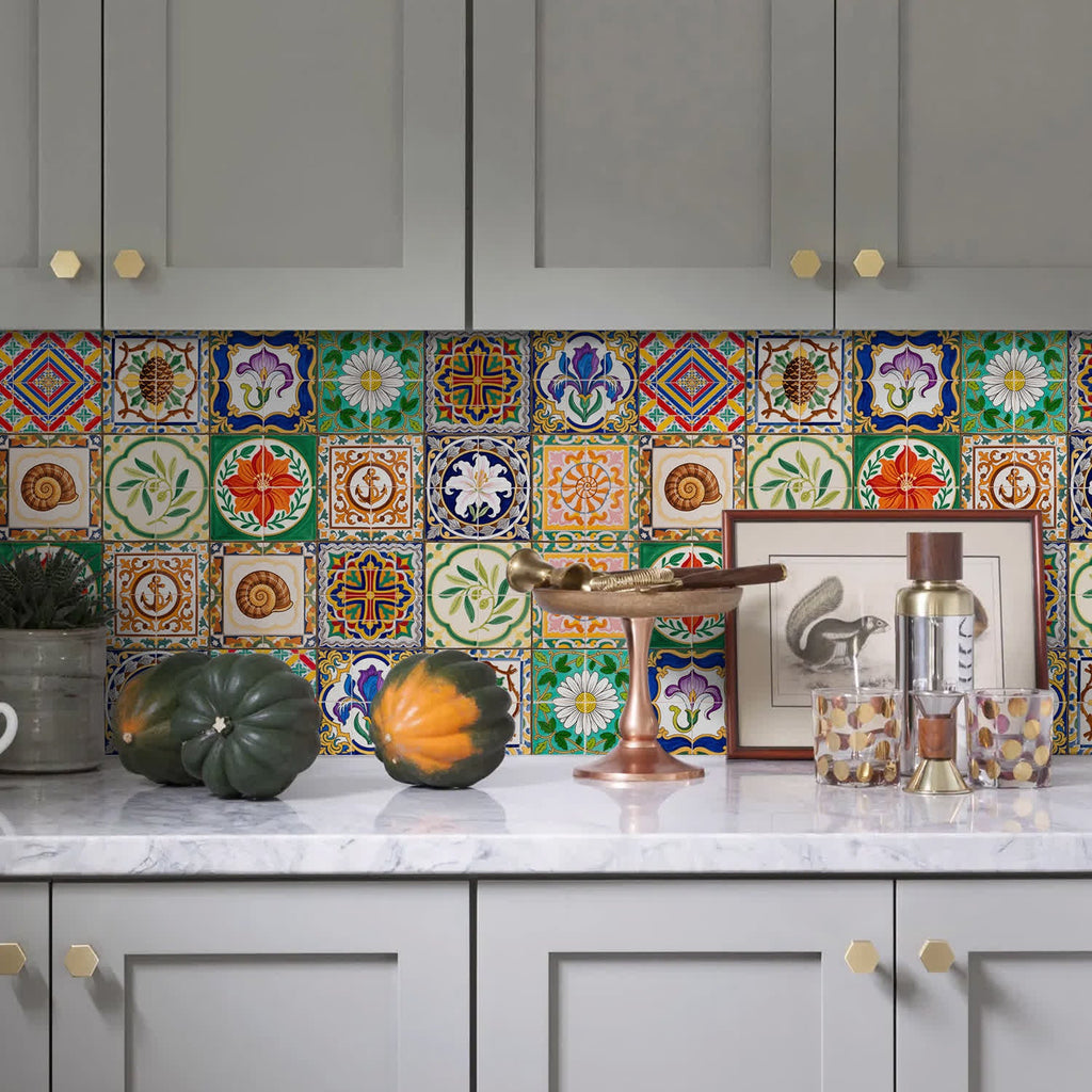 Vintage Talavera PET Foam Tile Wall Decals