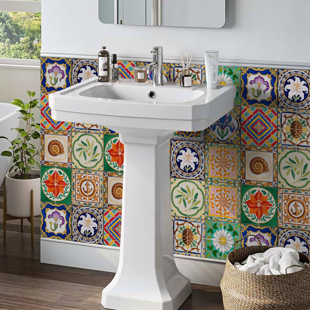 Vintage Talavera PET Foam Tile Wall Decals