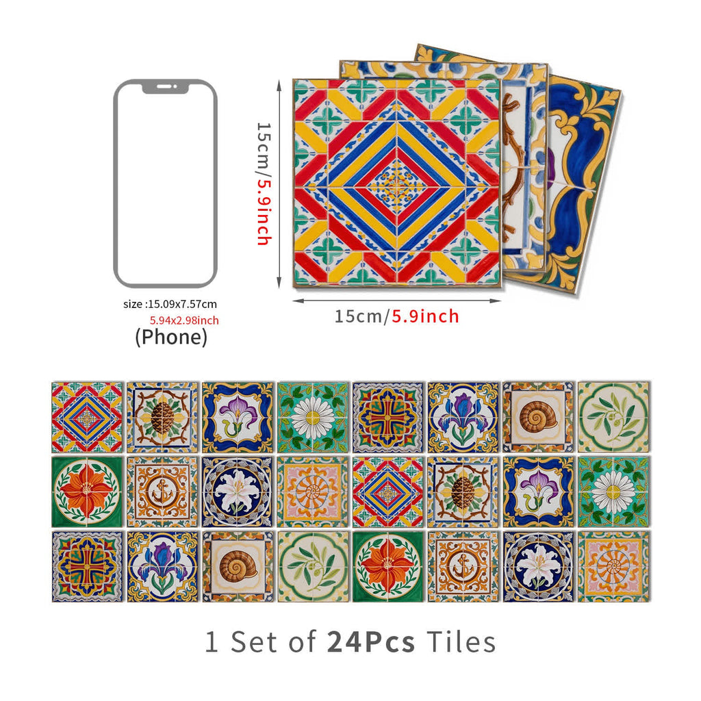 Vintage Talavera PET Foam Tile Wall Decals