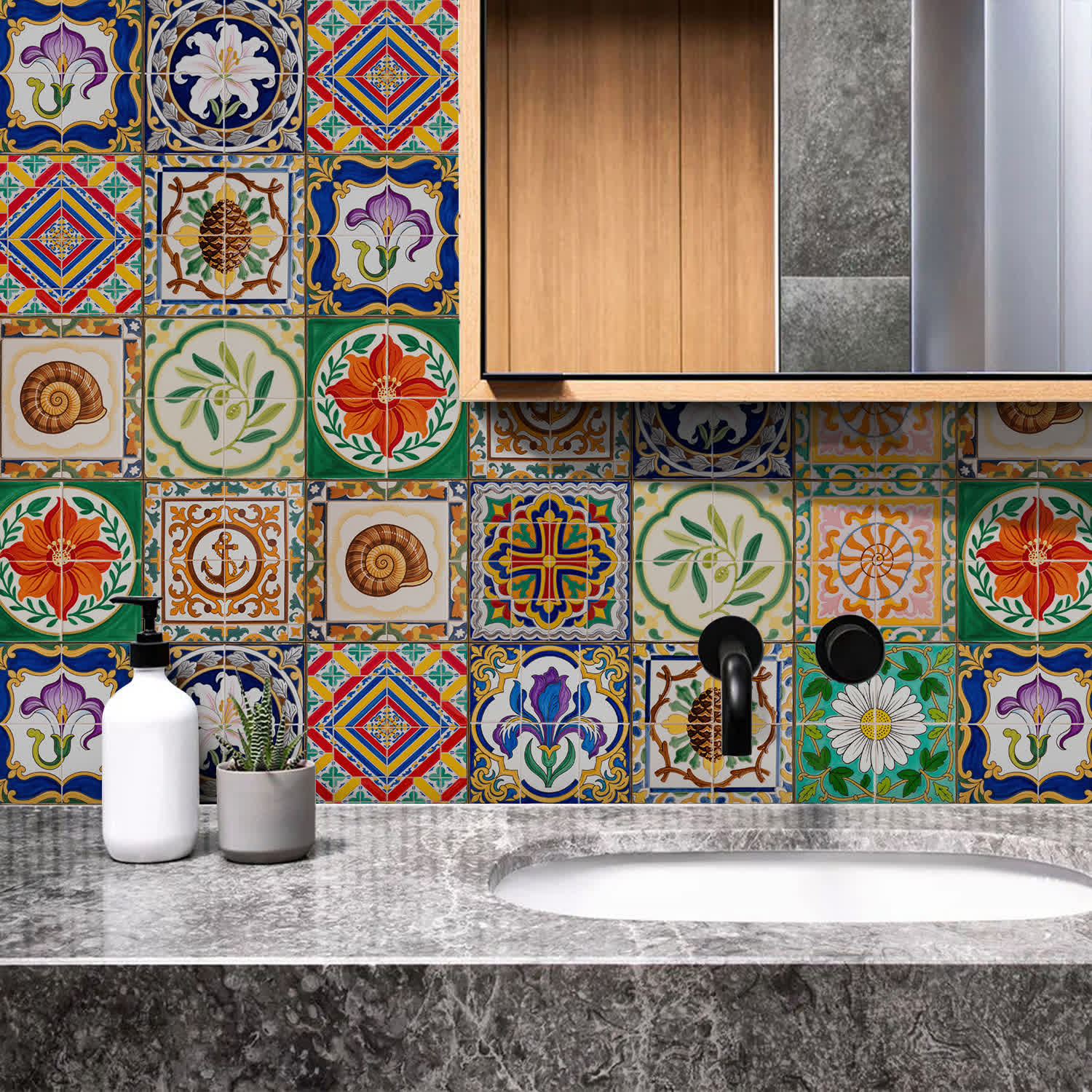 Vintage Talavera PET Foam Tile Wall Decals
