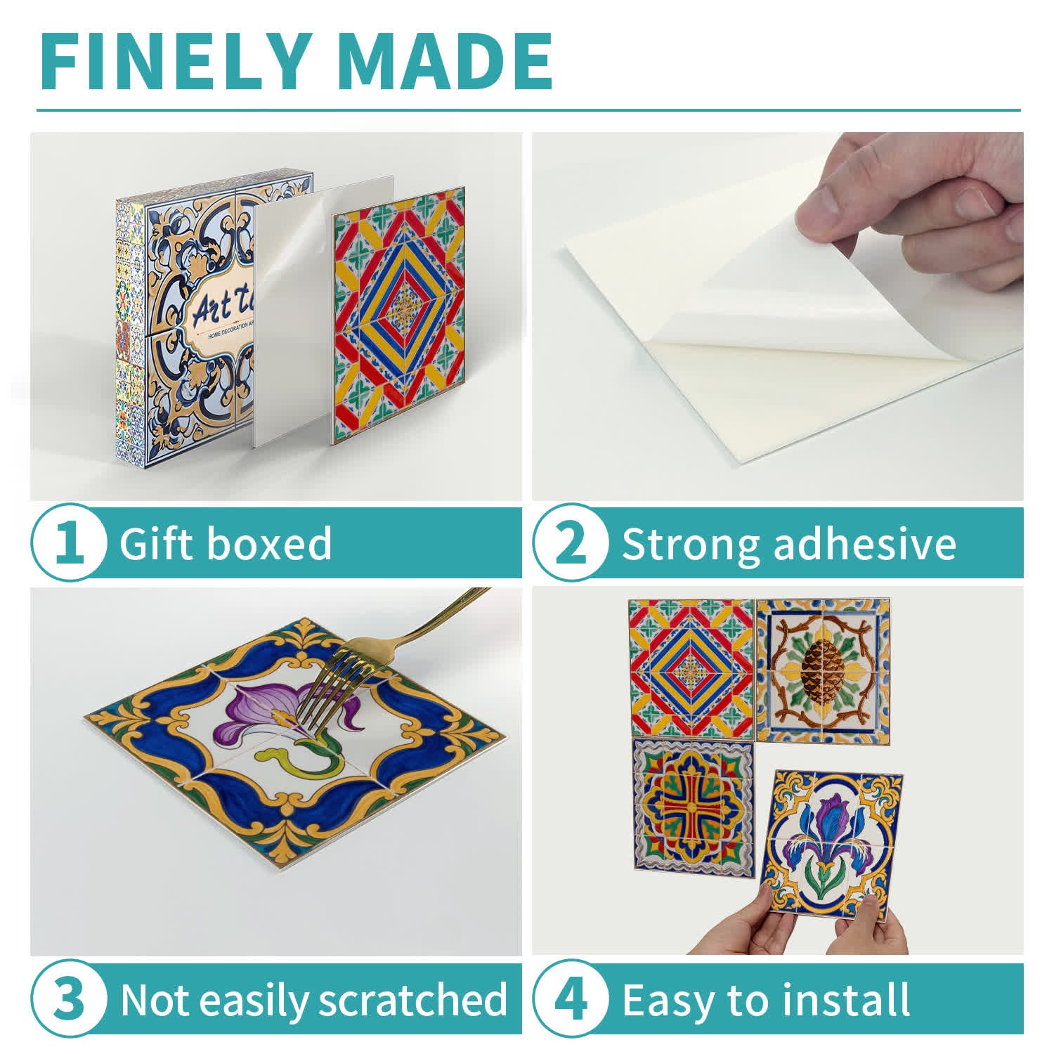 Vintage Talavera PET Foam Tile Wall Decals