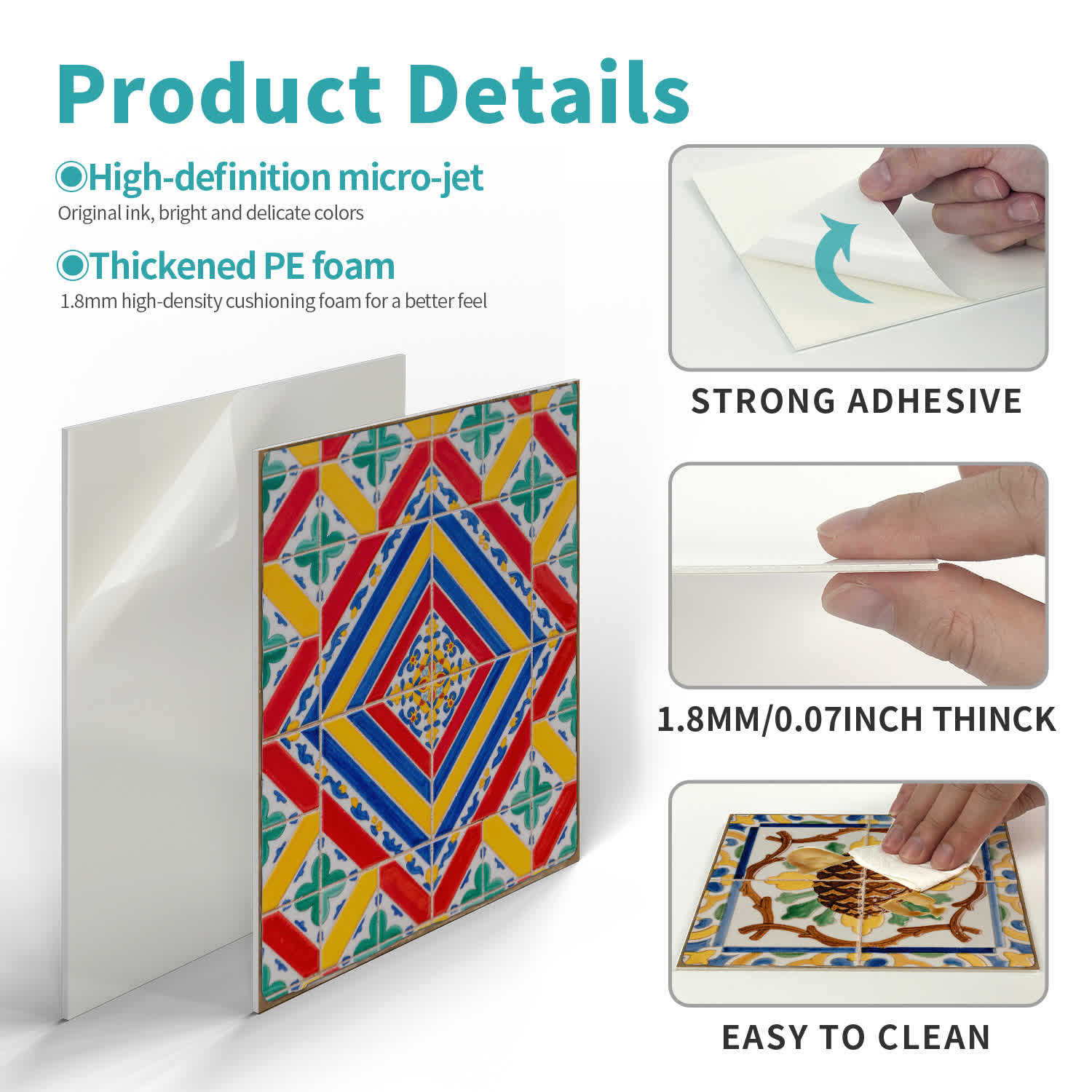 Vintage Talavera PET Foam Tile Wall Decals