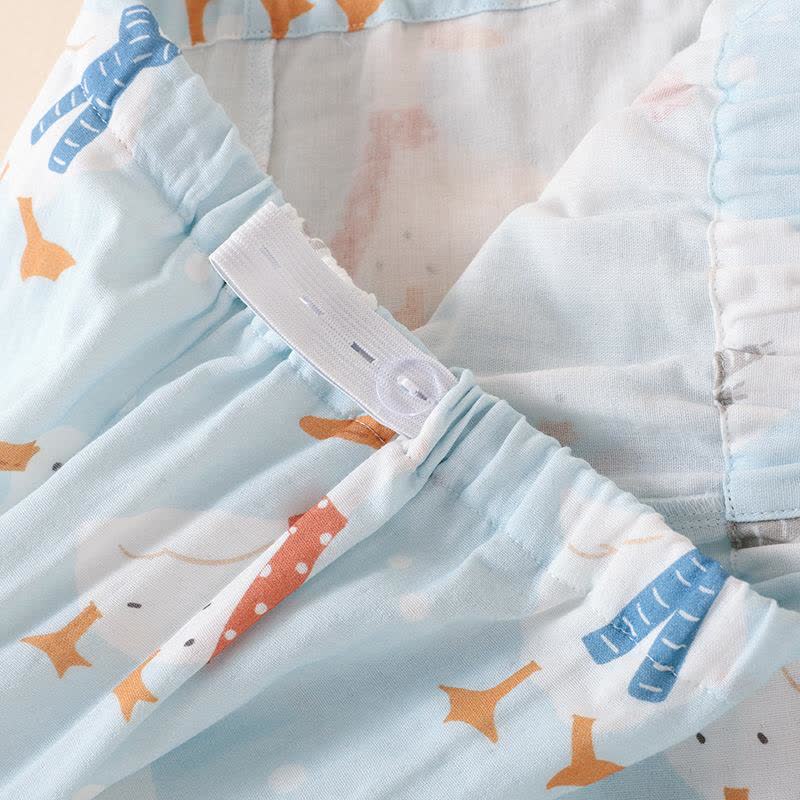Cotton Gauze Cartoon Goose Kimono Pajamas
