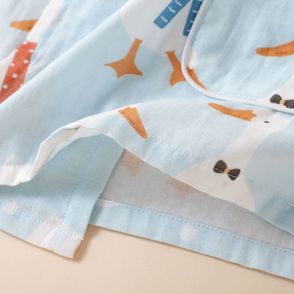 Cotton Gauze Cartoon Goose Kimono Pajamas