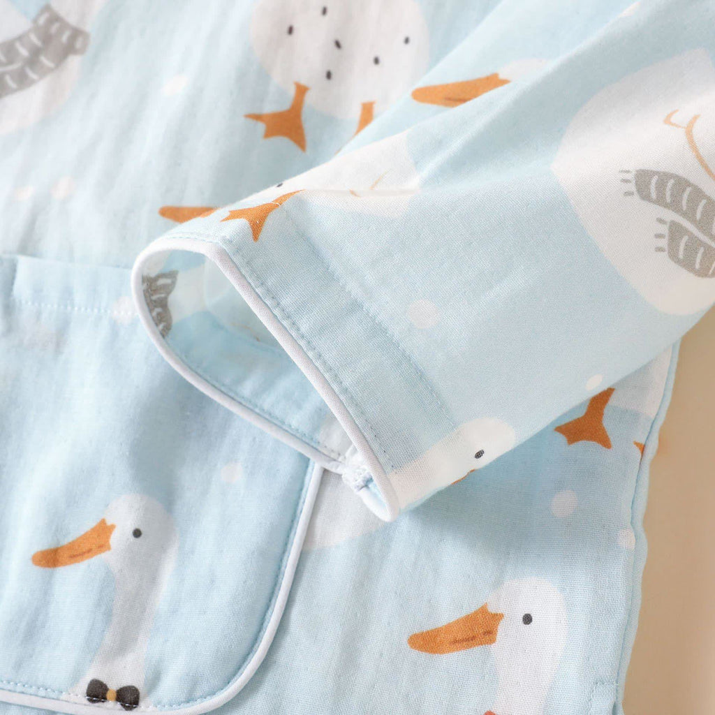 Cotton Gauze Cartoon Goose Kimono Pajamas