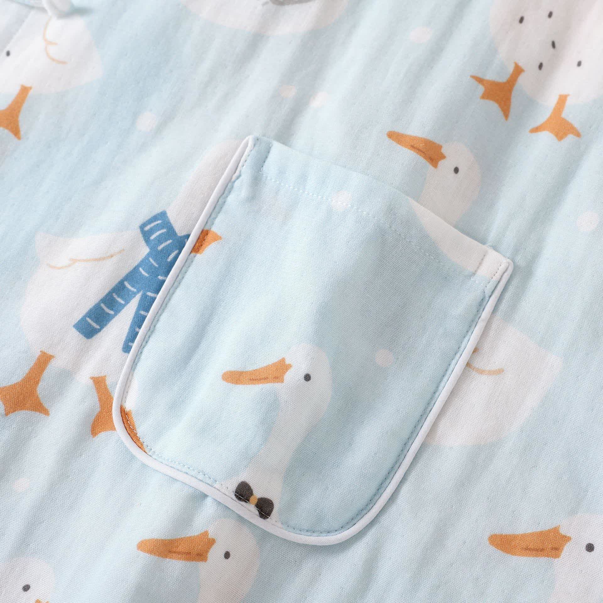Cotton Gauze Cartoon Goose Kimono Pajamas