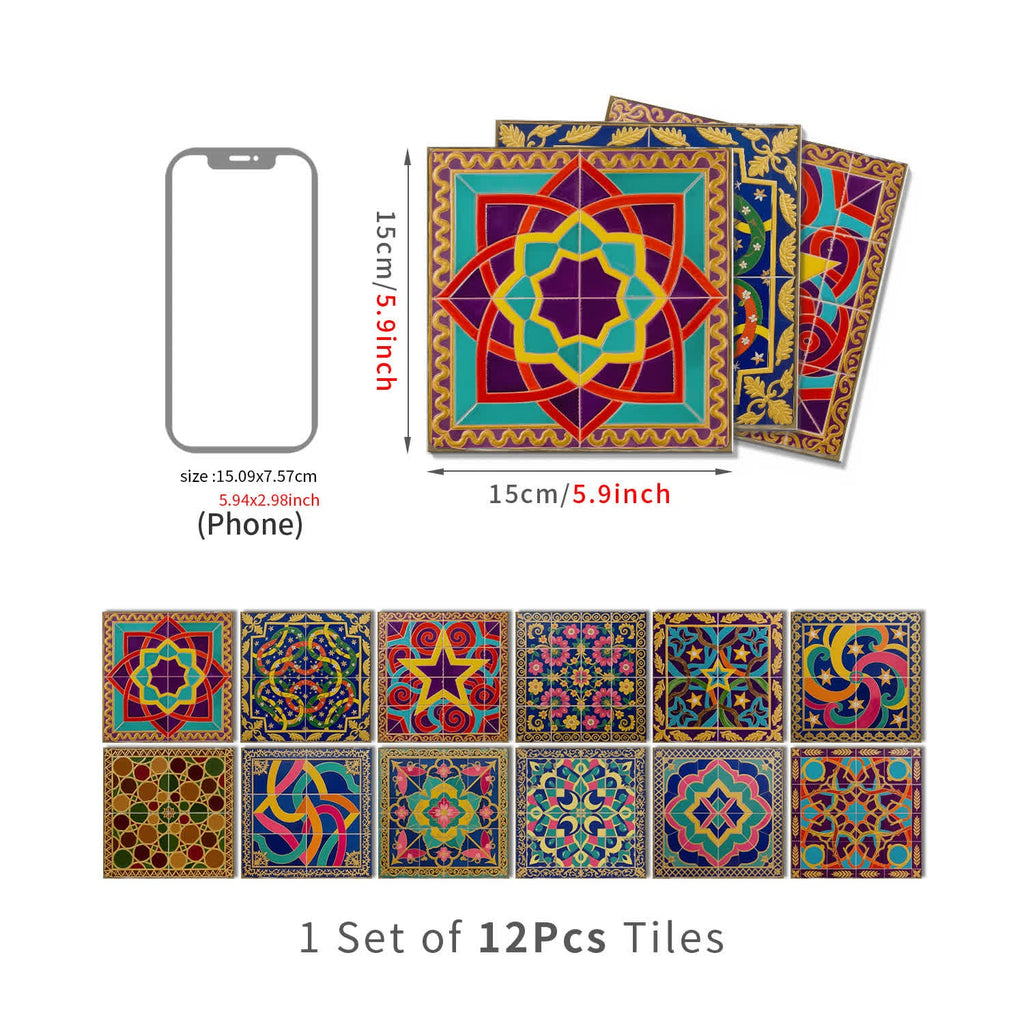 Peel & Stick Boho Waterproof Tile Wall Decals