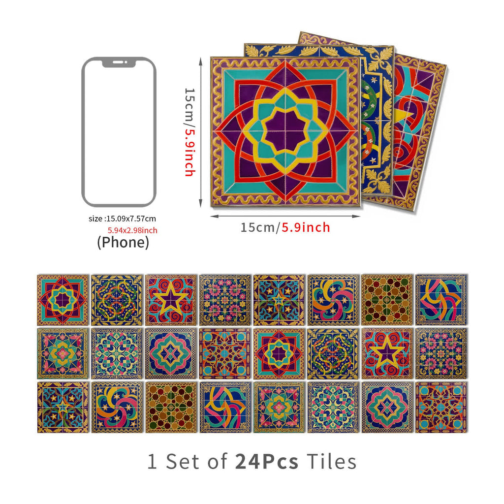 Peel & Stick Boho Waterproof Tile Wall Decals
