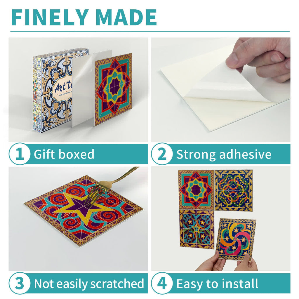 Peel & Stick Boho Waterproof Tile Wall Decals