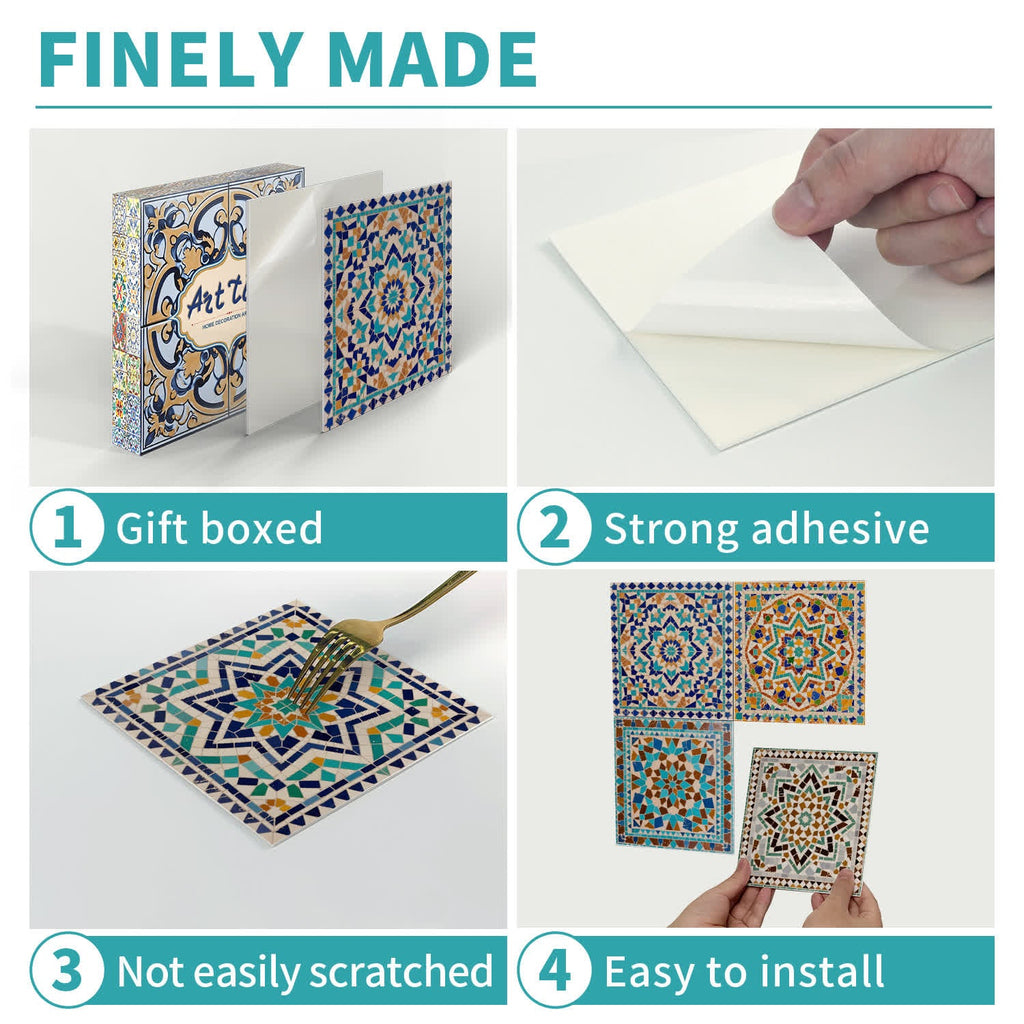 PET Foam Moroccan Mosaic Tile Wall Decals