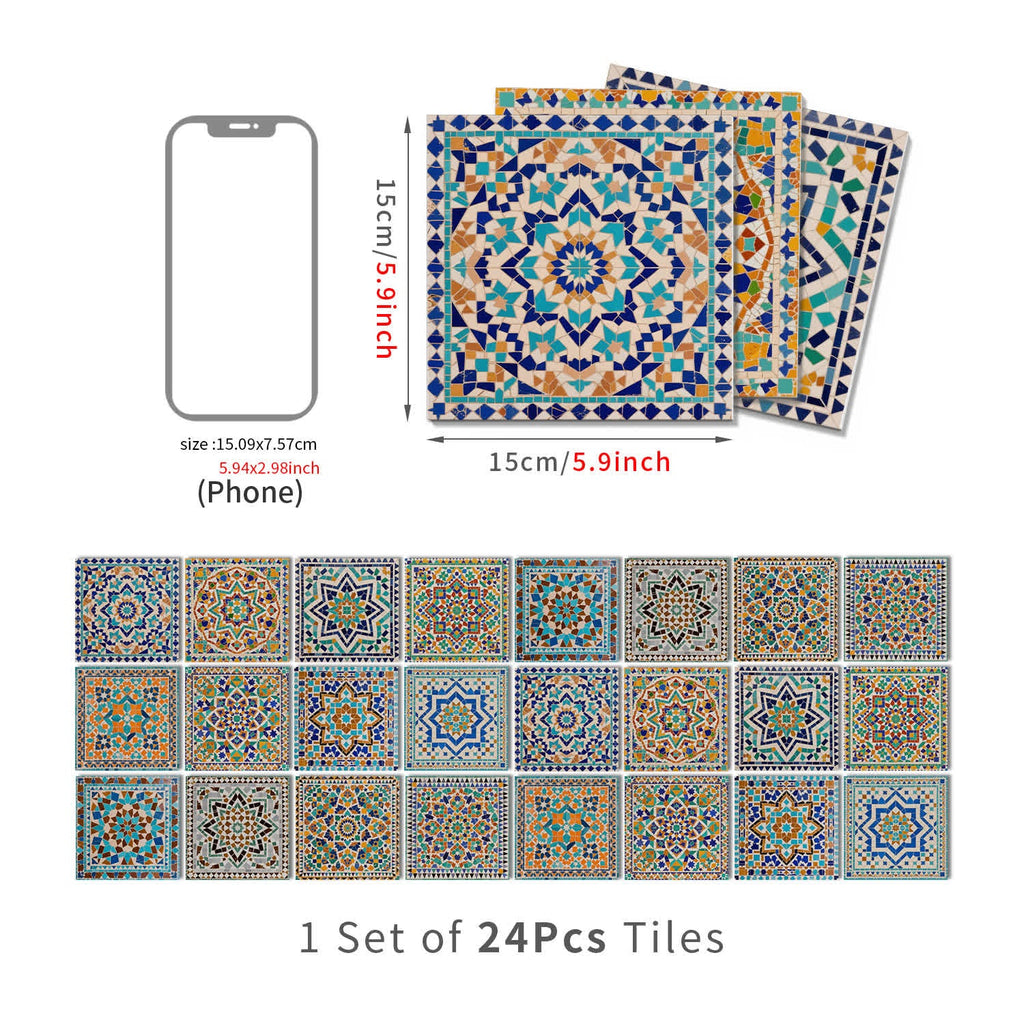 PET Foam Moroccan Mosaic Tile Wall Decals