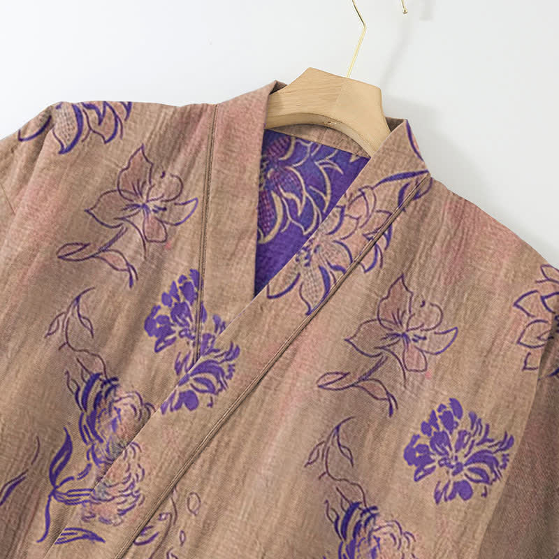 Peony Cotton Gauze Kimono Loungewear Set