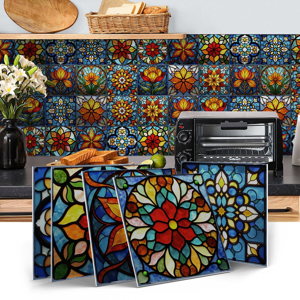Boho Style Floral PET Foam Tile Wall Decals