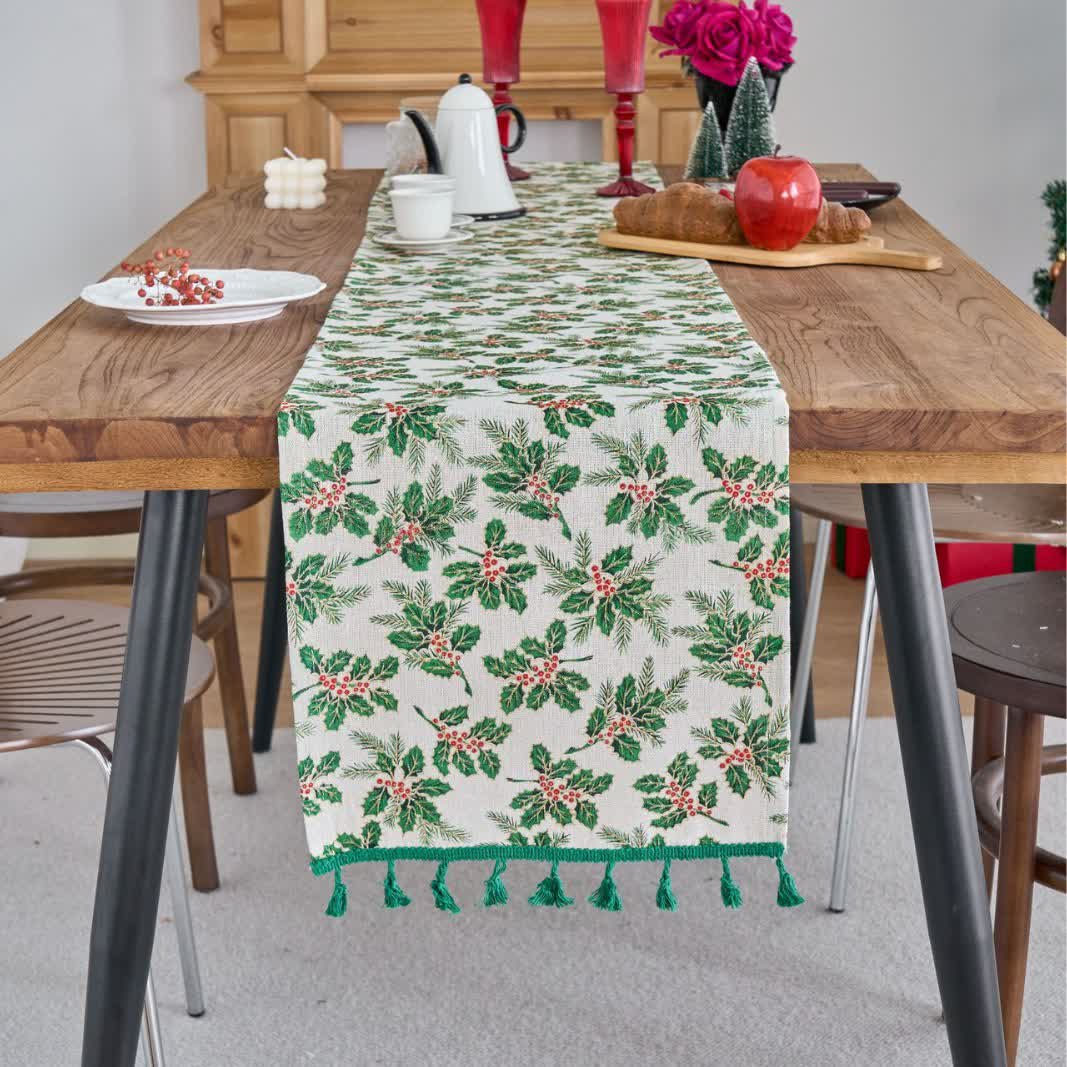 Christmas Holly Leaf Table Runner