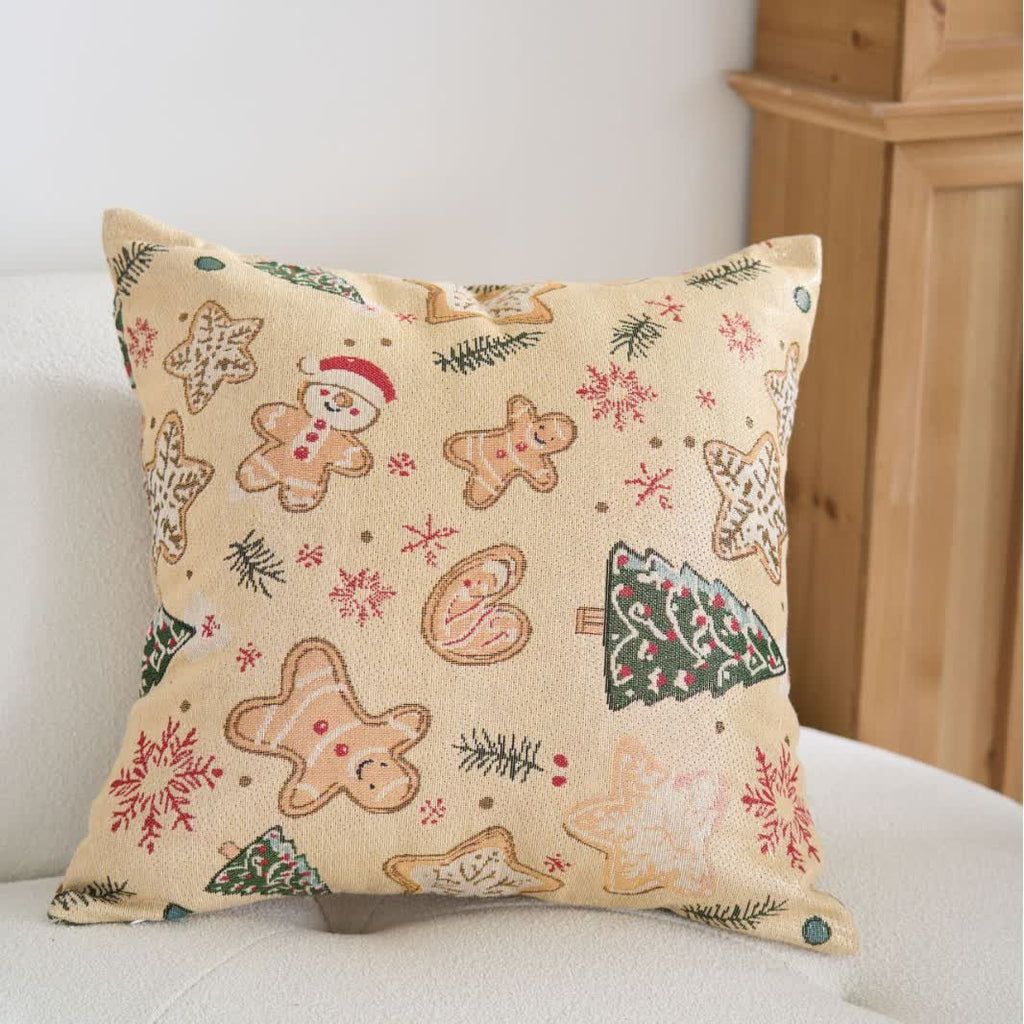 Christmas Gingerbread Man Jacquard Throw Pillow