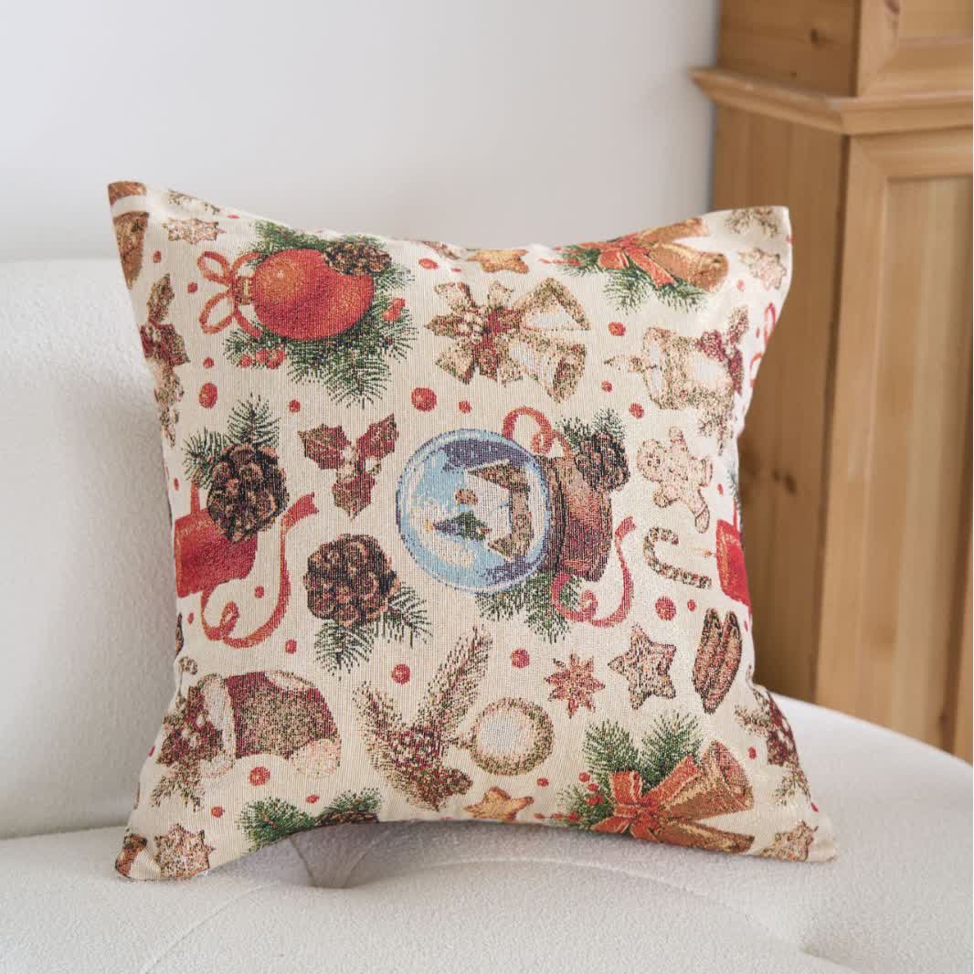 Christmas Crystal Ball Jacquard Throw Pillow