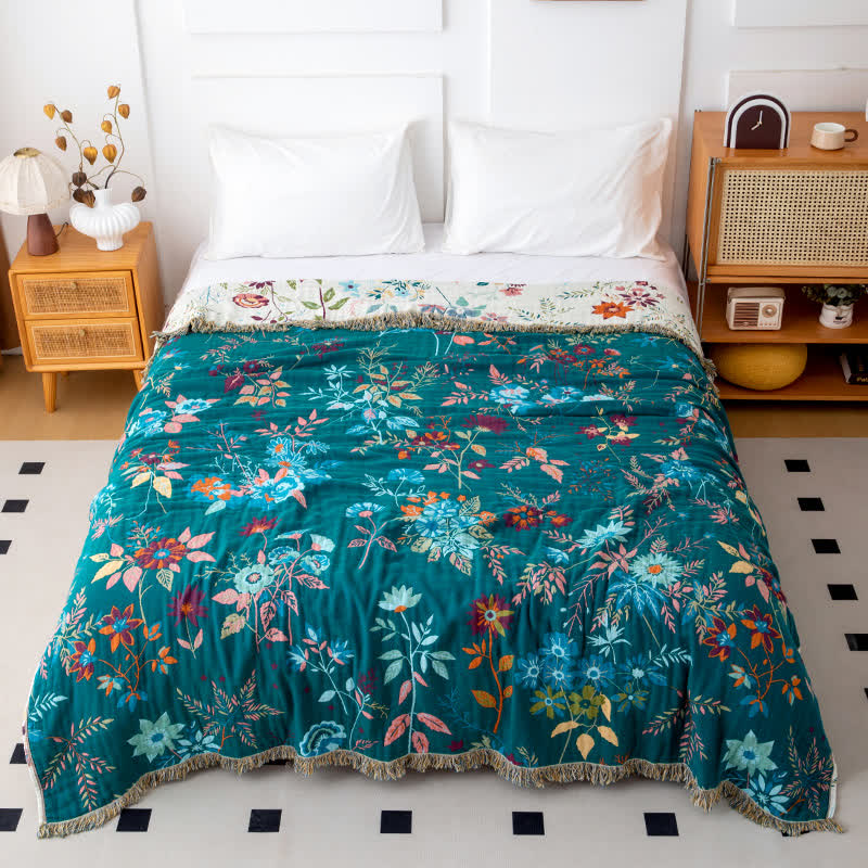 Flower vine Natural Cotton Tassel Quilt