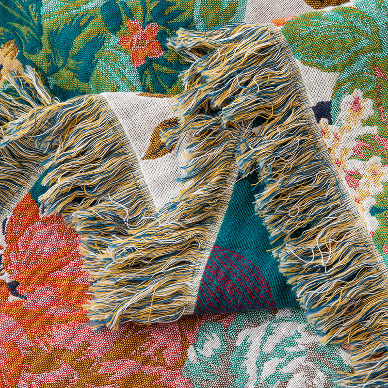 Wonderland Flower Natural Cotton Tassel Quilt
