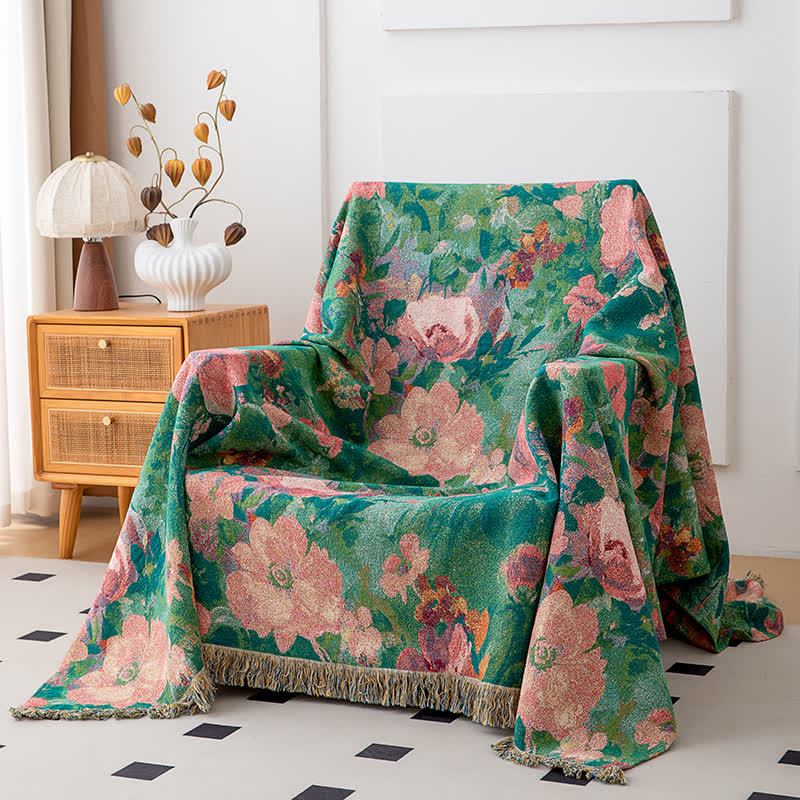 Botanical Art Natural Cotton Tassel Quilt
