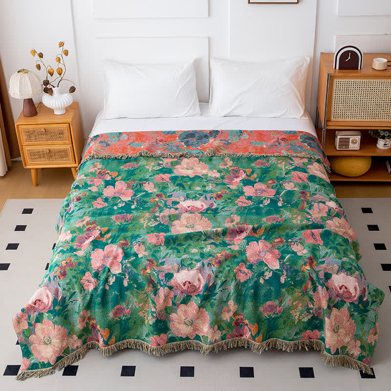 Botanical Art Natural Cotton Tassel Quilt