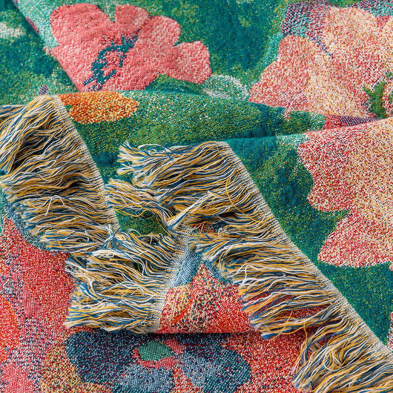 Botanical Art Natural Cotton Tassel Quilt