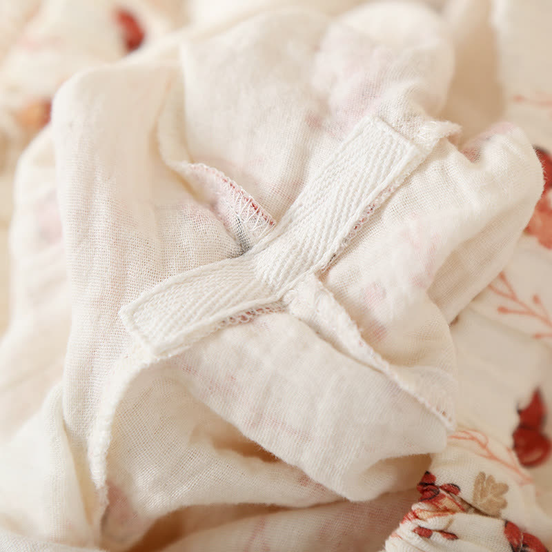 Cotton Gauze Cherry Mushroom Kimono Pajamas