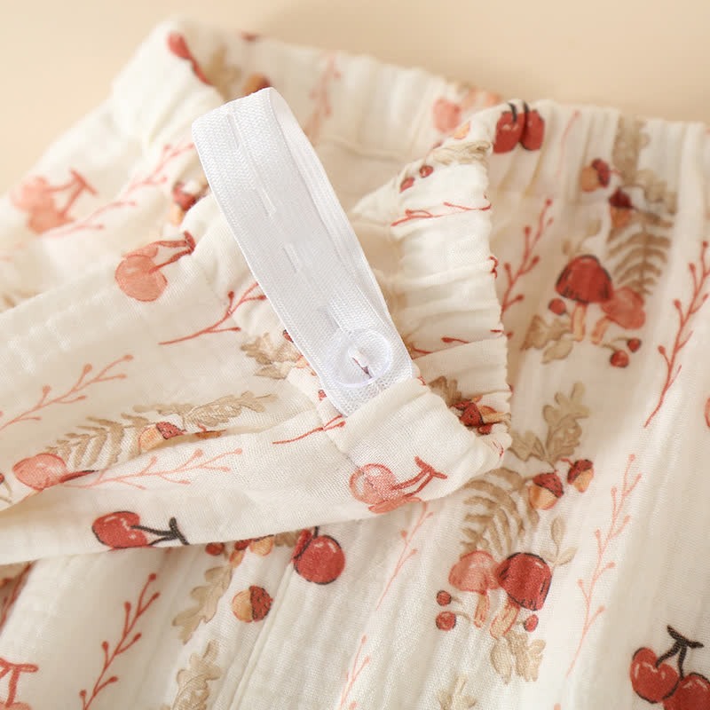 Cotton Gauze Cherry Mushroom Kimono Pajamas