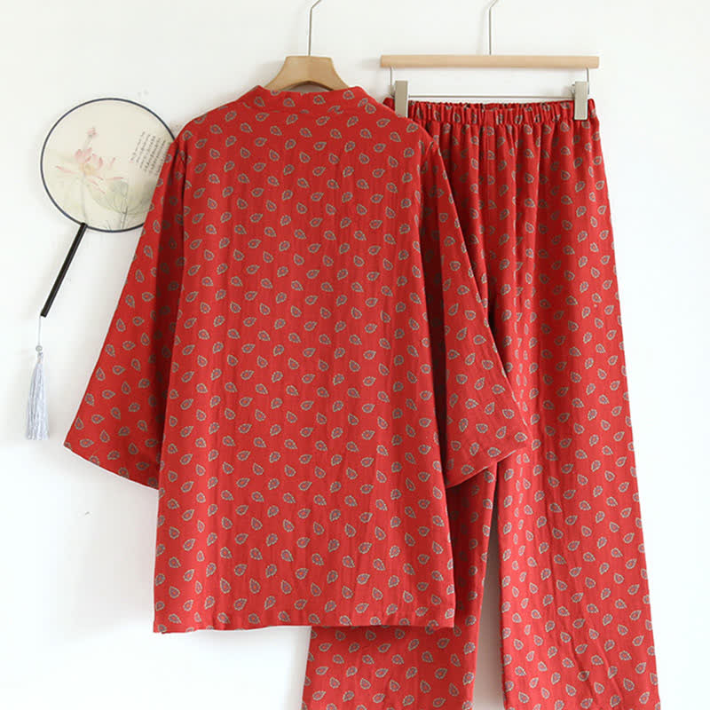 Paisley-inspired Jacquard Cotton Gauze  Pajamas