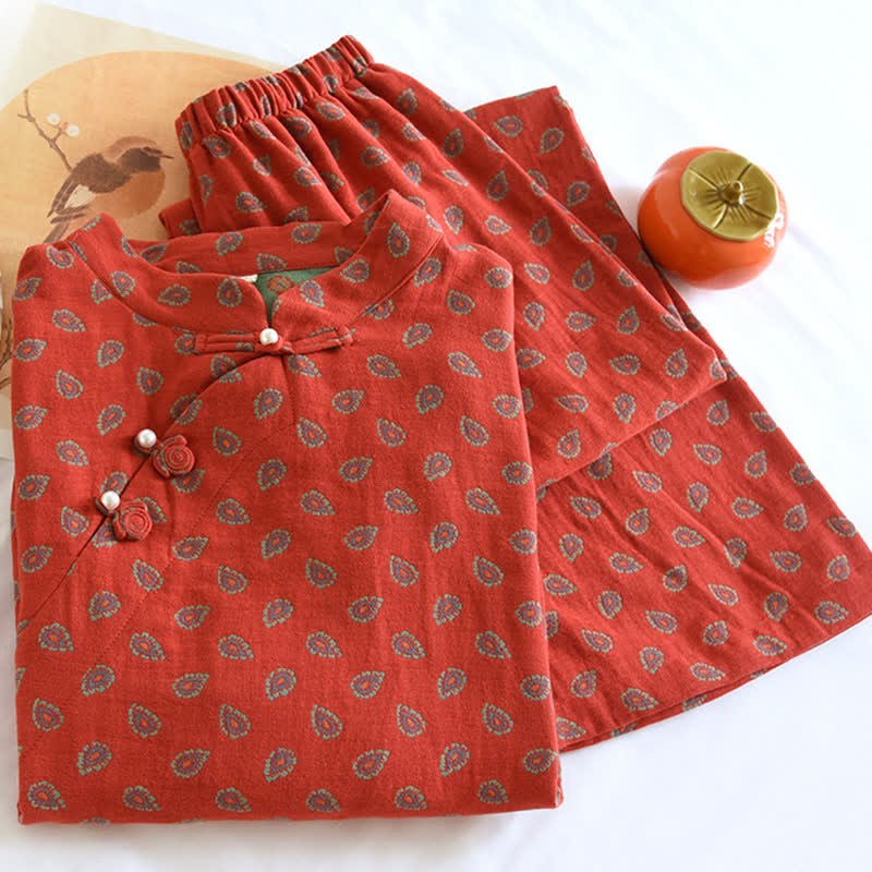 Paisley-inspired Jacquard Cotton Gauze  Pajamas