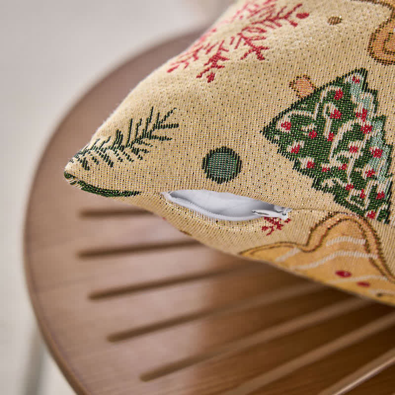 Christmas Gingerbread Man Jacquard Throw Pillow