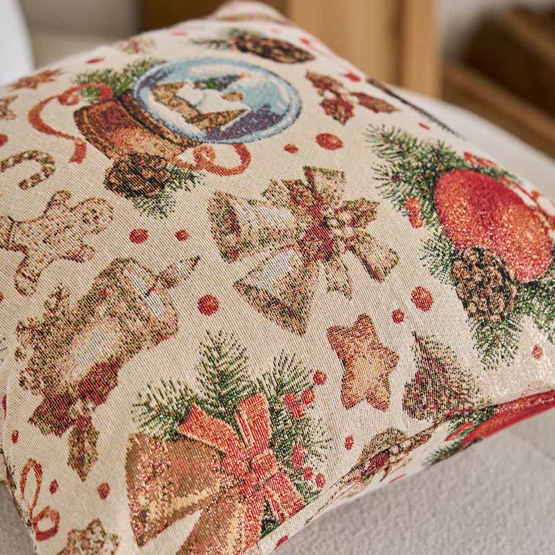 Christmas Crystal Ball Jacquard Throw Pillow