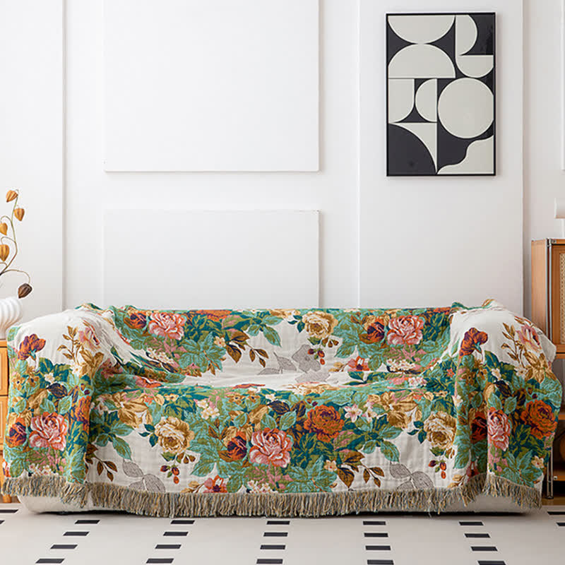 Wonderland Flower Natural Cotton Tassel Quilt