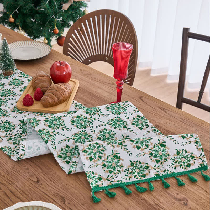 Christmas Floral Edelweiss Table Runner